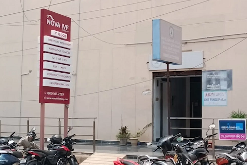 Name board of Nova IVF Fertility Clinic in LB Nagar